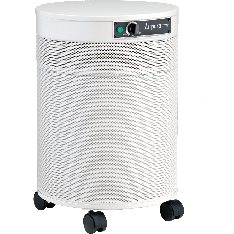 Airpura-branded purifier, white cutout view; exact model unconfirmed.